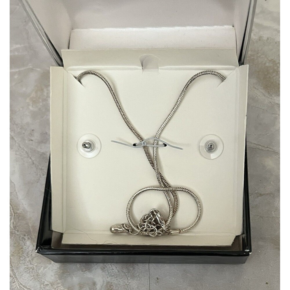 Vtg 90's East 5th Pendant And Post Earrings Set Green and Silver New in Box - Picture 3 of 6